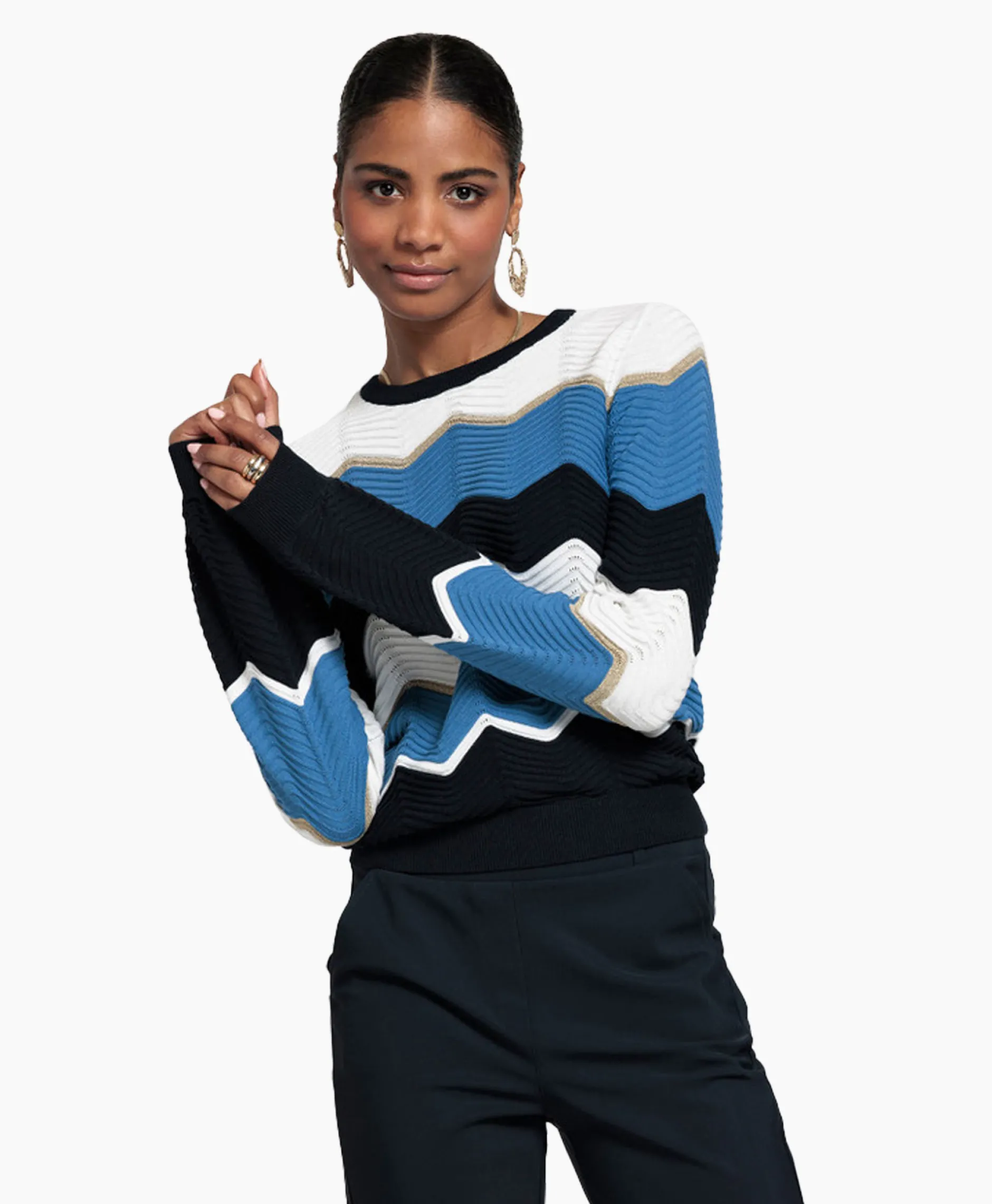 Dames Studio Anneloes Truien*Pullover Isa Zigzag Ajour Ecru