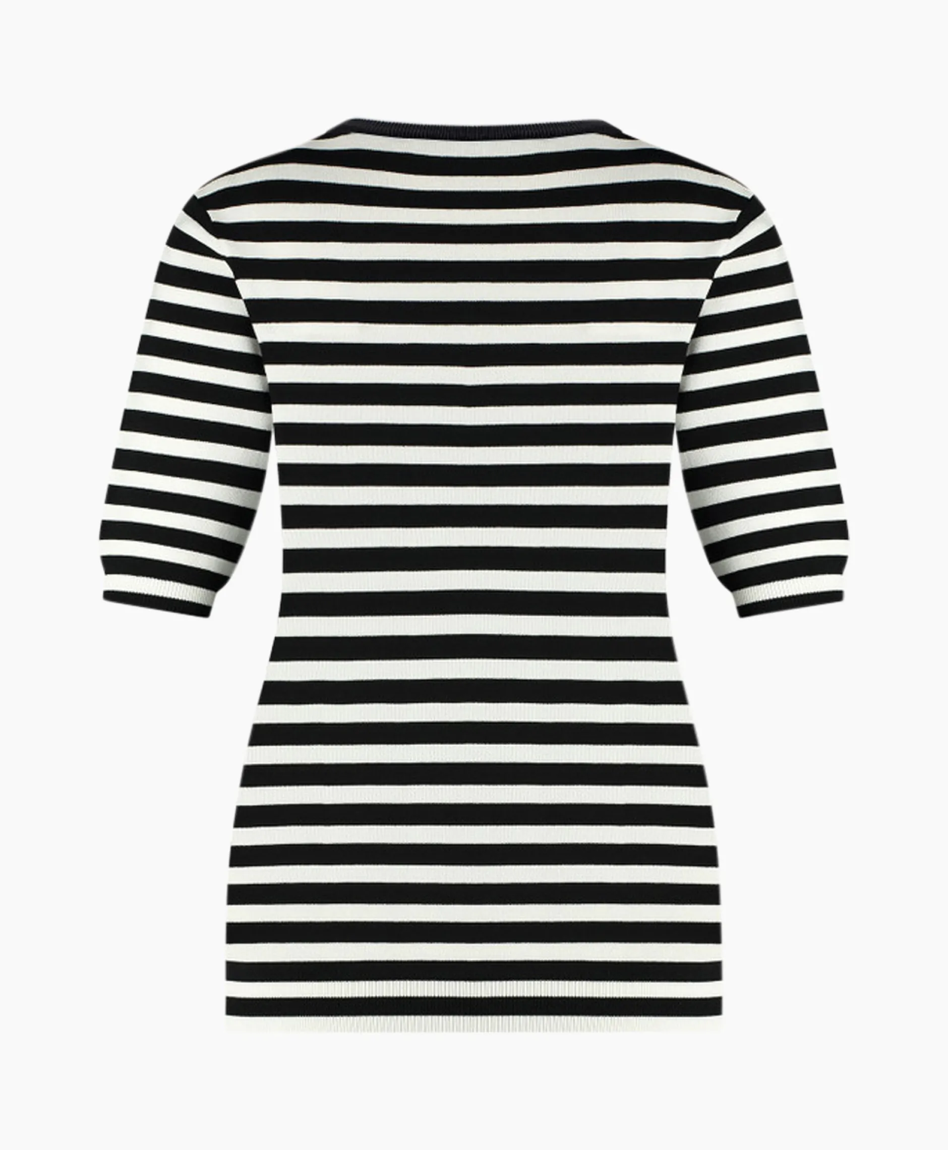Dames Studio Anneloes Truien*Pullover Luna Stripe Short Slv Zwart Dessin