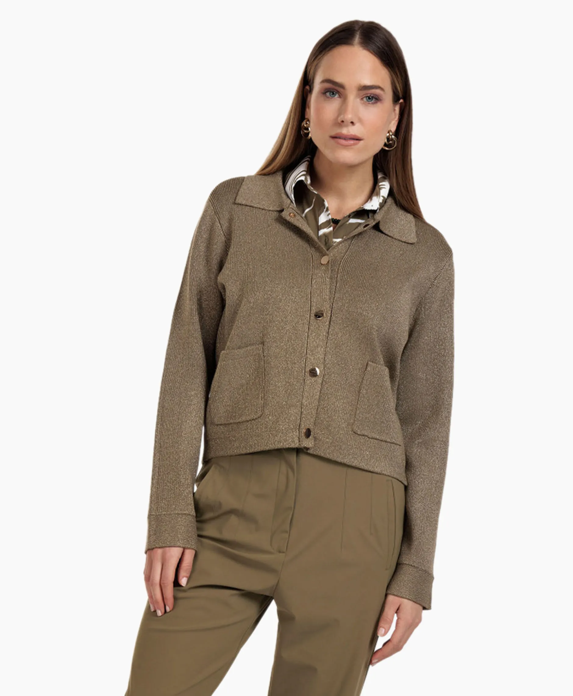 Dames Studio Anneloes Vesten*Vest Imke Lurex Cardigan Bruin Dessin