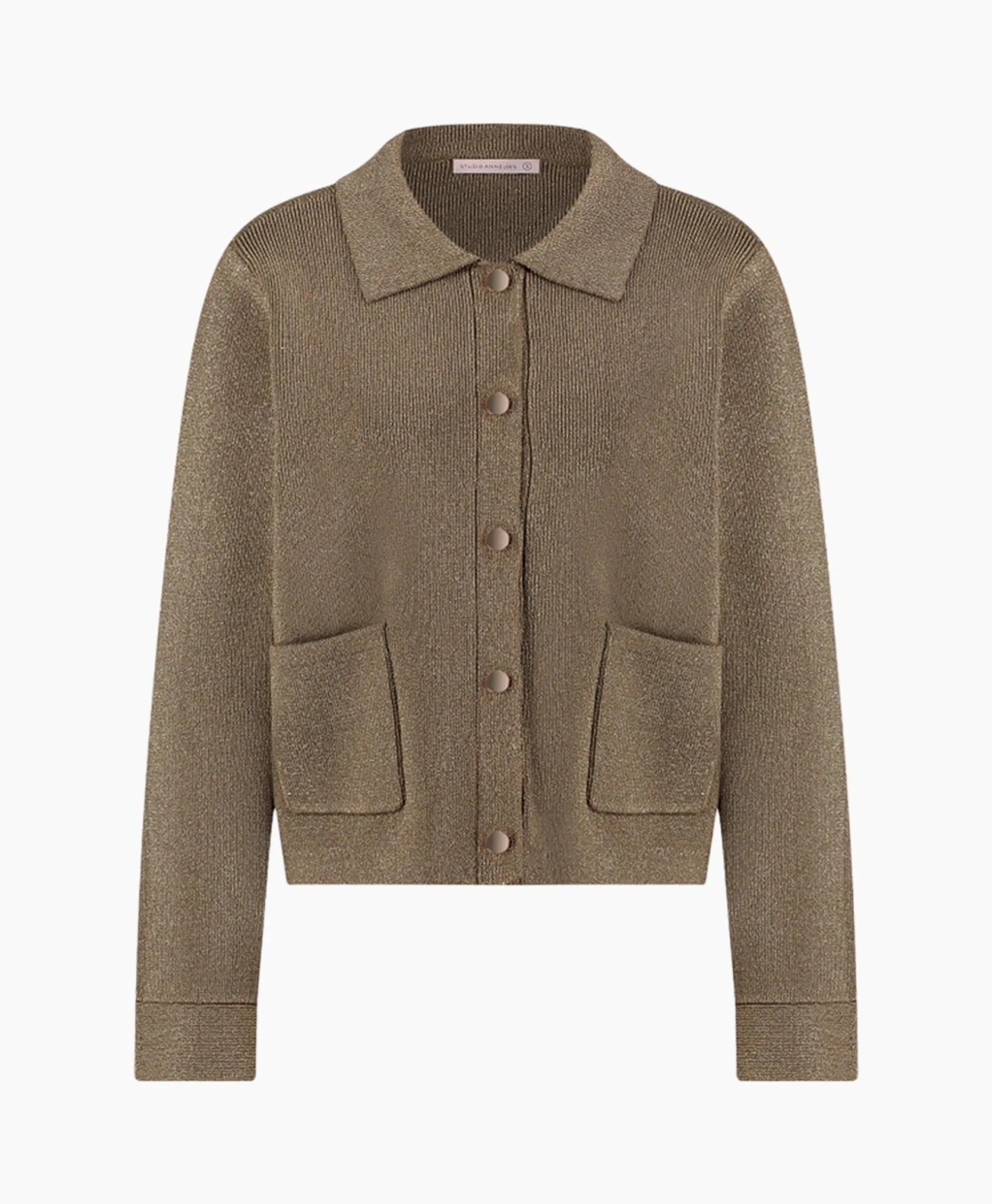 Dames Studio Anneloes Vesten*Vest Imke Lurex Cardigan Bruin Dessin