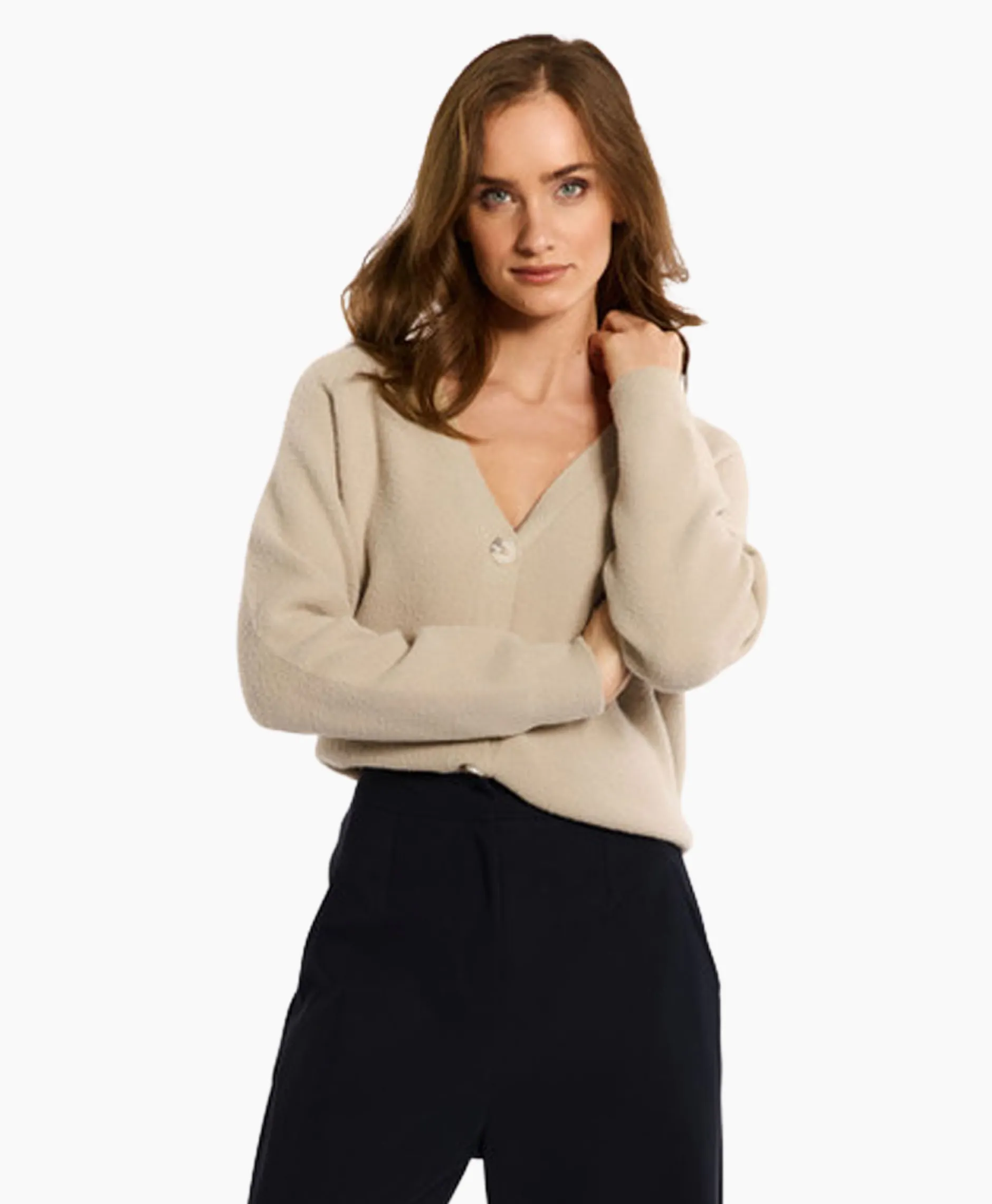 Dames Studio Anneloes Vesten*Vest Olivian Soft Cardigan Zand