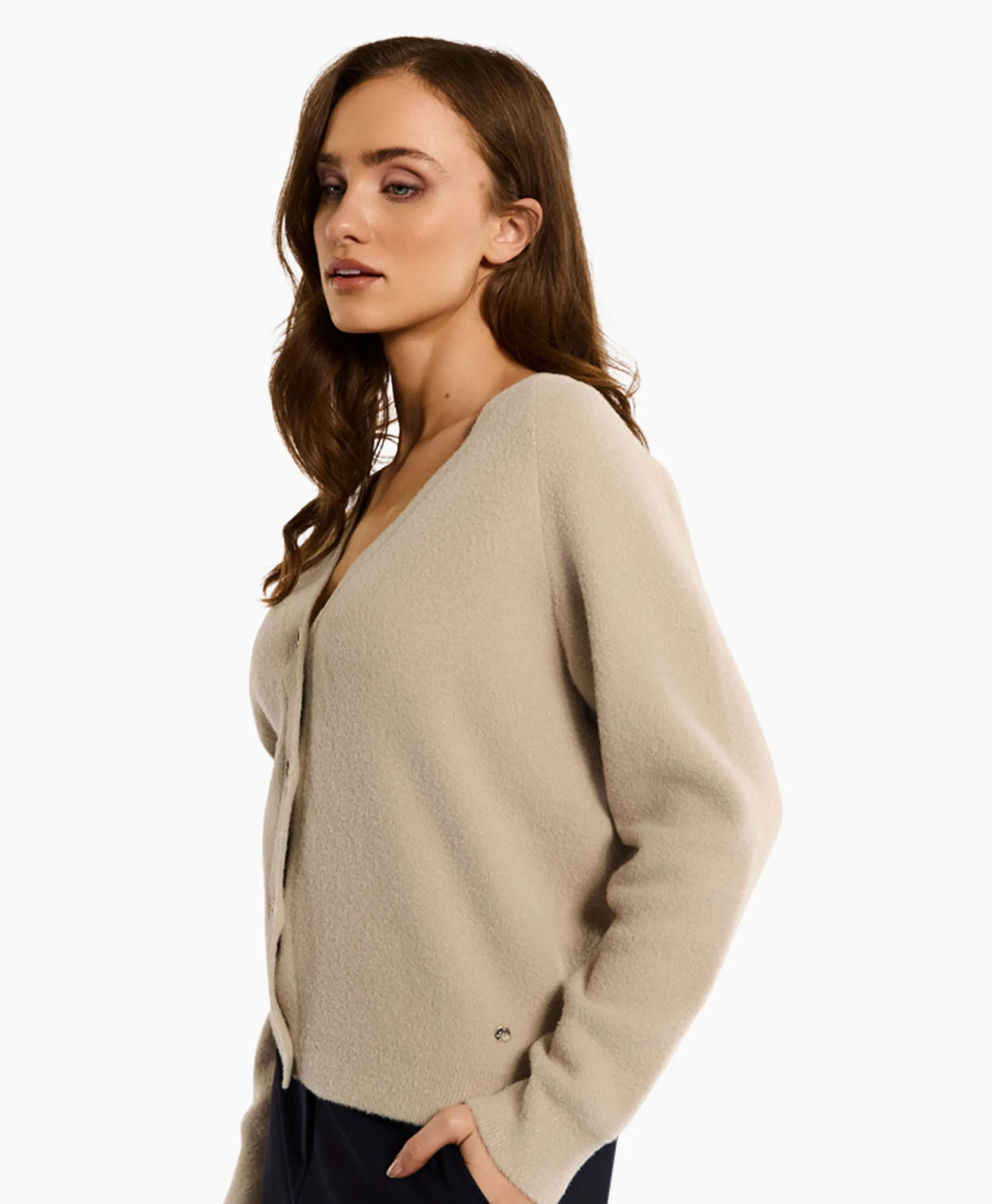 Dames Studio Anneloes Vesten*Vest Olivian Soft Cardigan Zand