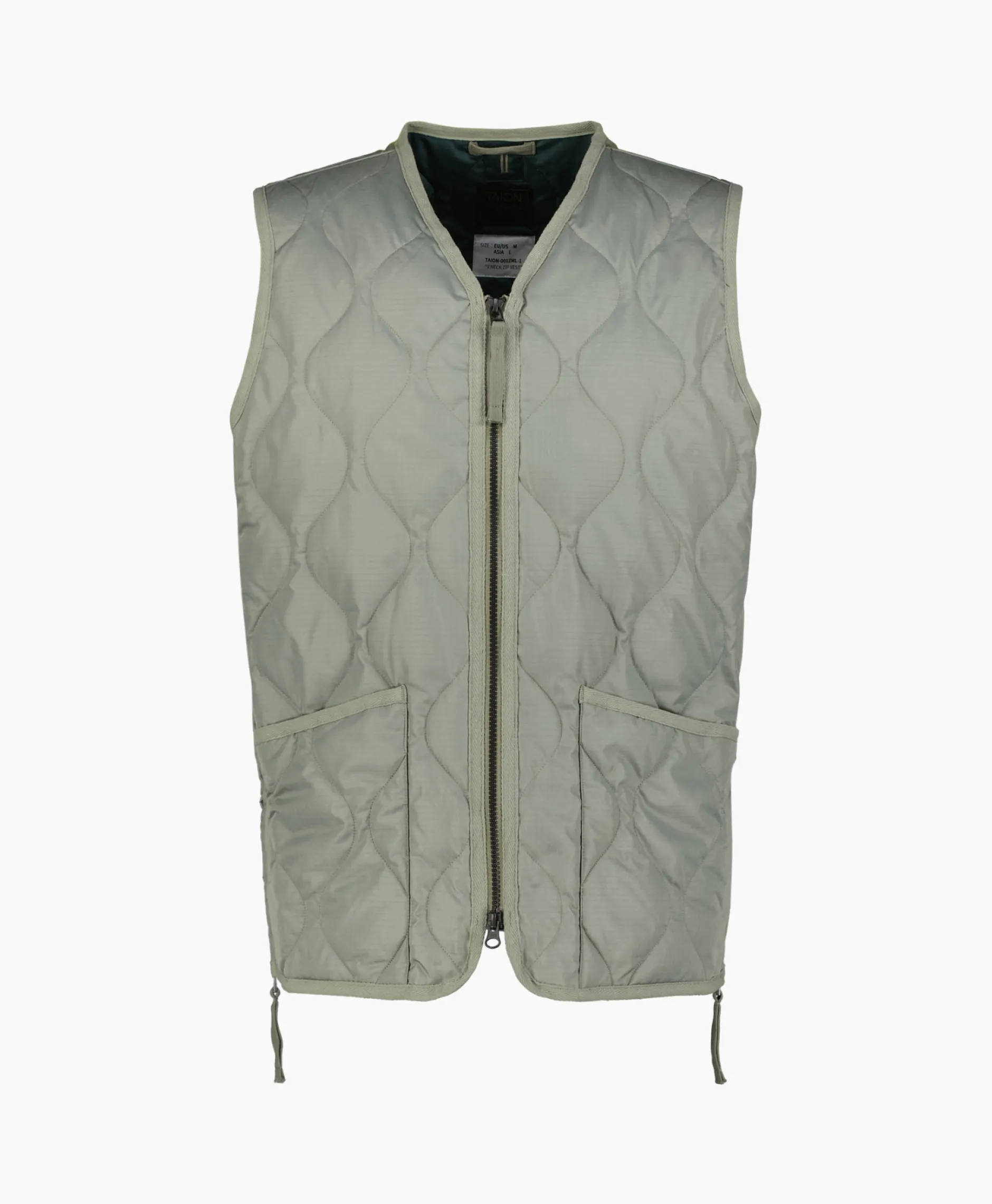 Heren Taion Jassen*Bodywarmer Military W-Zip V Neck Down Donker Groen