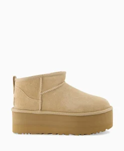 Dames Ugg Laarzen*Enkellaars W Classic Ultra Mini Platform Beige