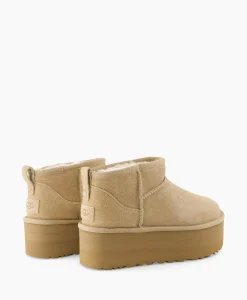 Dames Ugg Laarzen*Enkellaars W Classic Ultra Mini Platform Beige