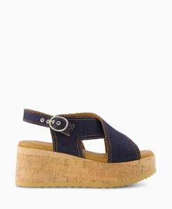 Dames Via Vai Sandalen*Sandaal Met Hak Sissel Capri Blauw