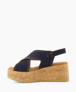 Dames Via Vai Sandalen*Sandaal Met Hak Sissel Capri Blauw
