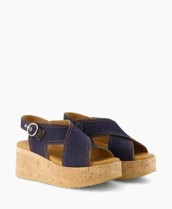 Dames Via Vai Sandalen*Sandaal Met Hak Sissel Capri Blauw