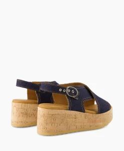 Dames Via Vai Sandalen*Sandaal Met Hak Sissel Capri Blauw