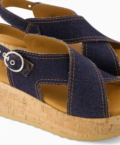 Dames Via Vai Sandalen*Sandaal Met Hak Sissel Capri Blauw