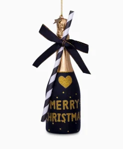 Lifestyle Vondels Lifestyle*Kerstbal Champagne Fles Zwart