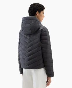 Dames Woolrich Jassen*Gewatteerde Jas Chevron Hooded Zwart