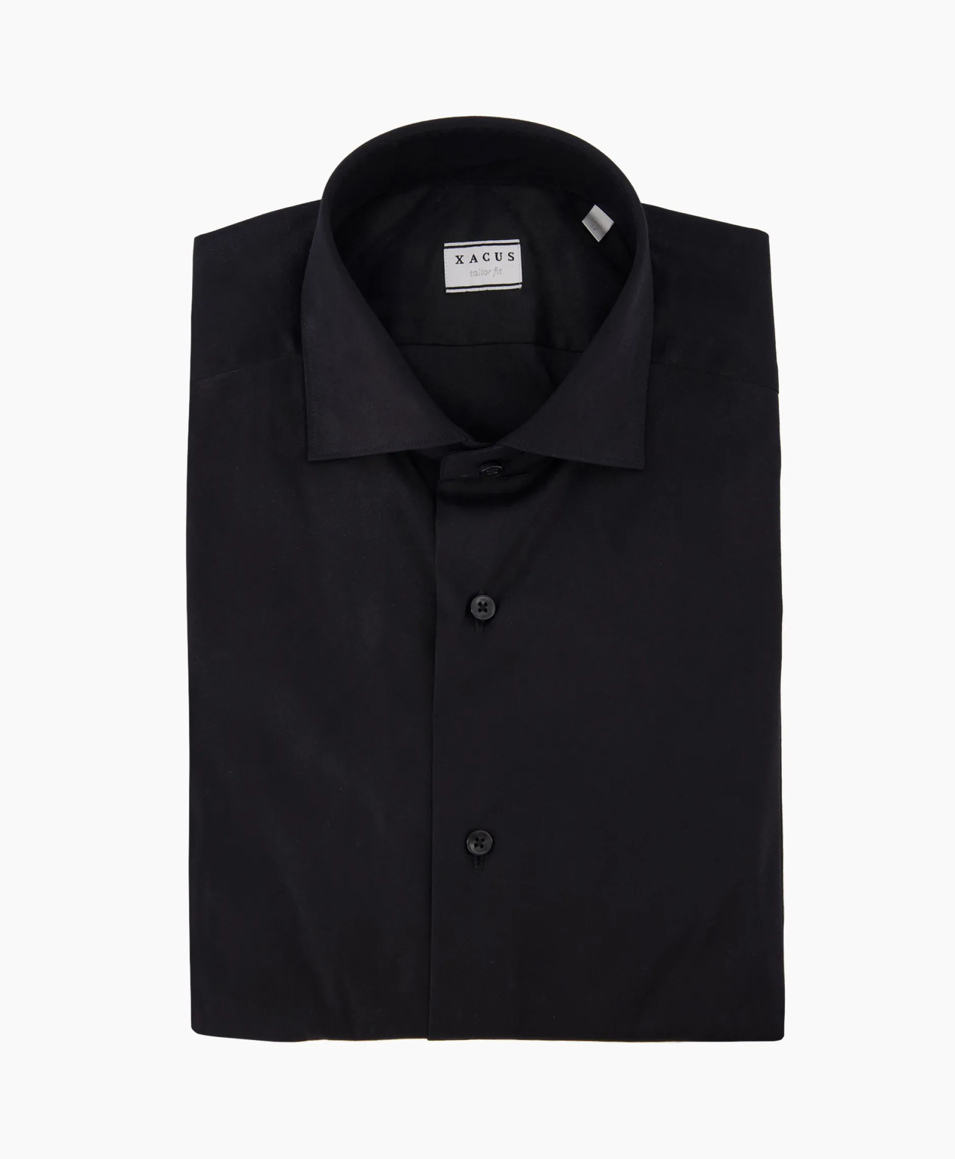 Heren Xacus Overhemden*Tailor Fit Shirt Zwart