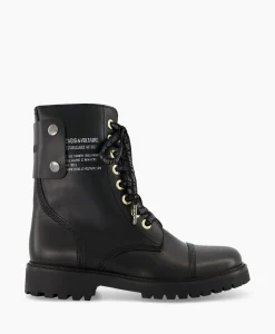 Dames Zadig & Voltaire Laarzen*Zadig & Voltaire Enkellaars Joe Smooth Cowskin + Side Prin Zwart