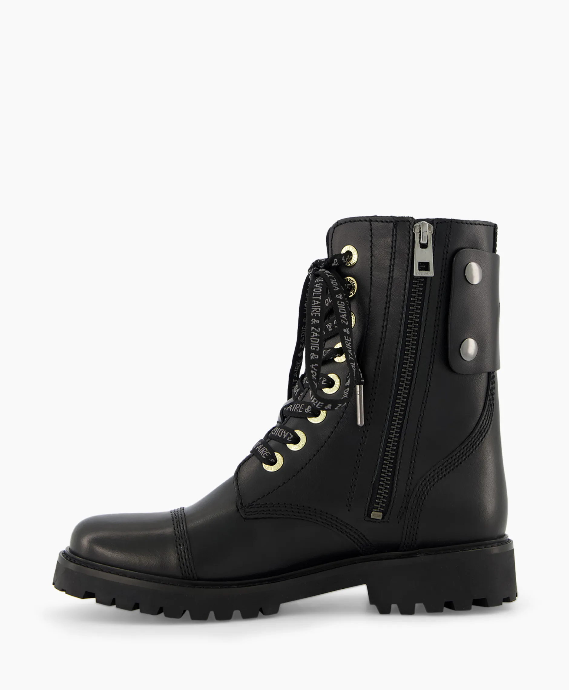 Dames Zadig & Voltaire Laarzen*Zadig & Voltaire Enkellaars Joe Smooth Cowskin + Side Prin Zwart