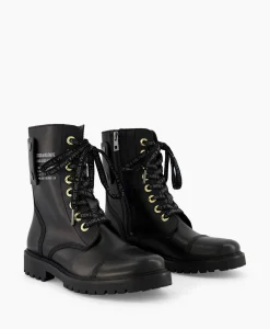 Dames Zadig & Voltaire Laarzen*Zadig & Voltaire Enkellaars Joe Smooth Cowskin + Side Prin Zwart