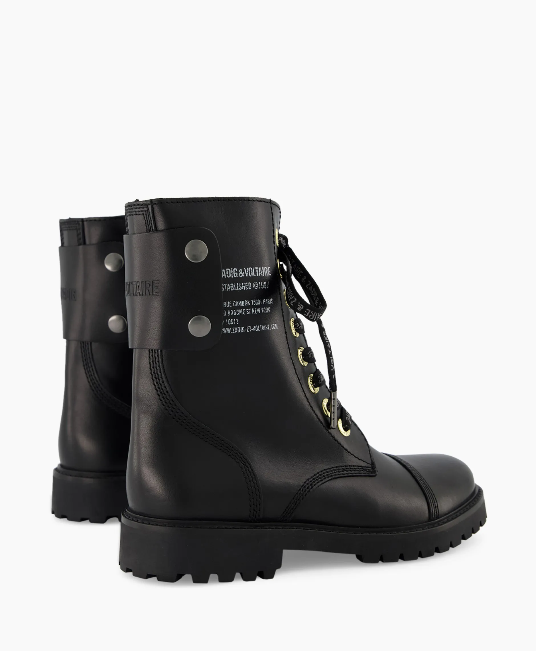 Dames Zadig & Voltaire Laarzen*Zadig & Voltaire Enkellaars Joe Smooth Cowskin + Side Prin Zwart