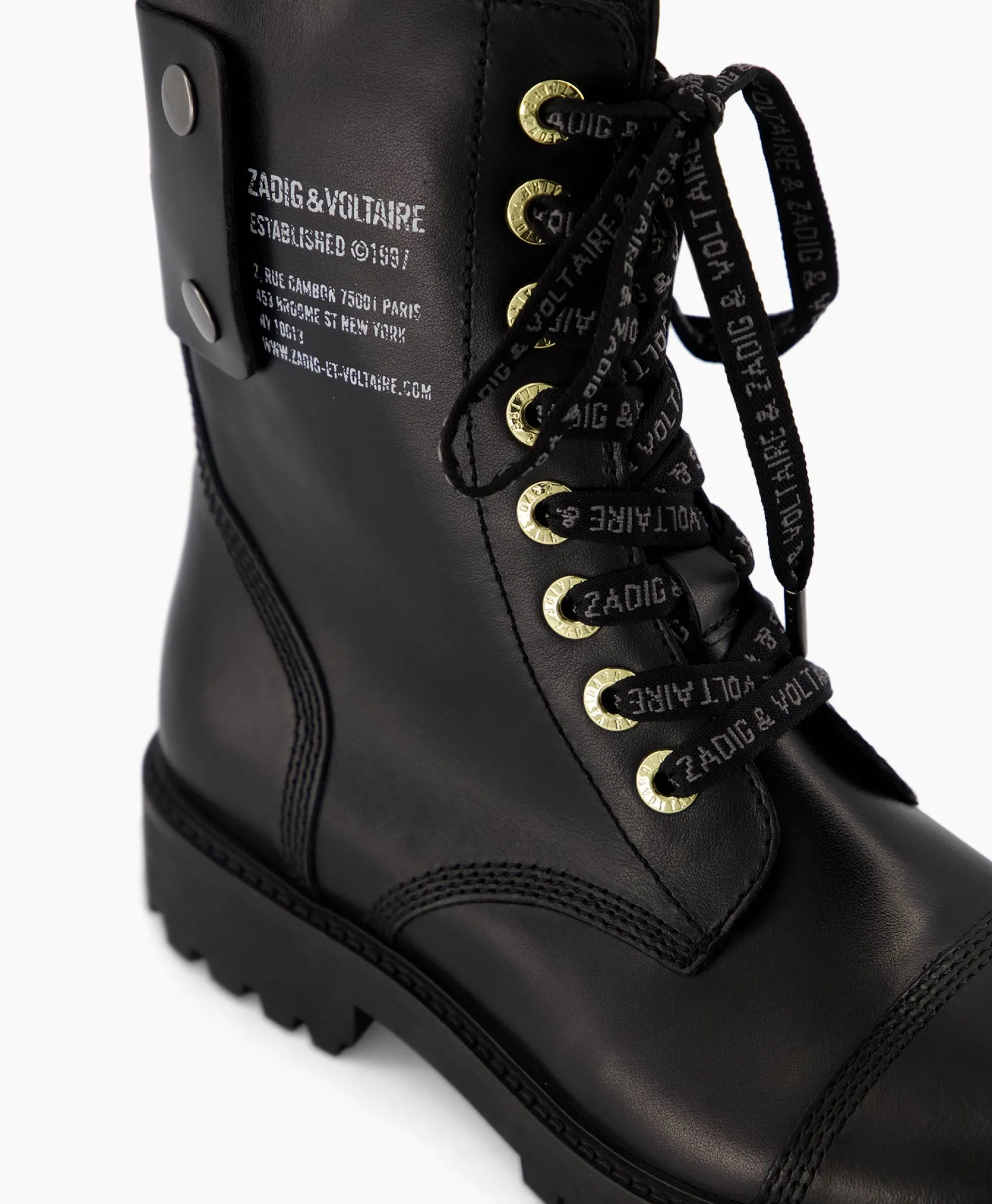 Dames Zadig & Voltaire Laarzen*Zadig & Voltaire Enkellaars Joe Smooth Cowskin + Side Prin Zwart