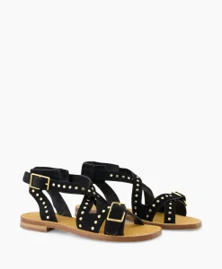 Dames Zadig & Voltaire Sandalen*Zadig & Voltaire Sandaal Zonder Hak Cecilia Caprese Suede + Studs Zwart