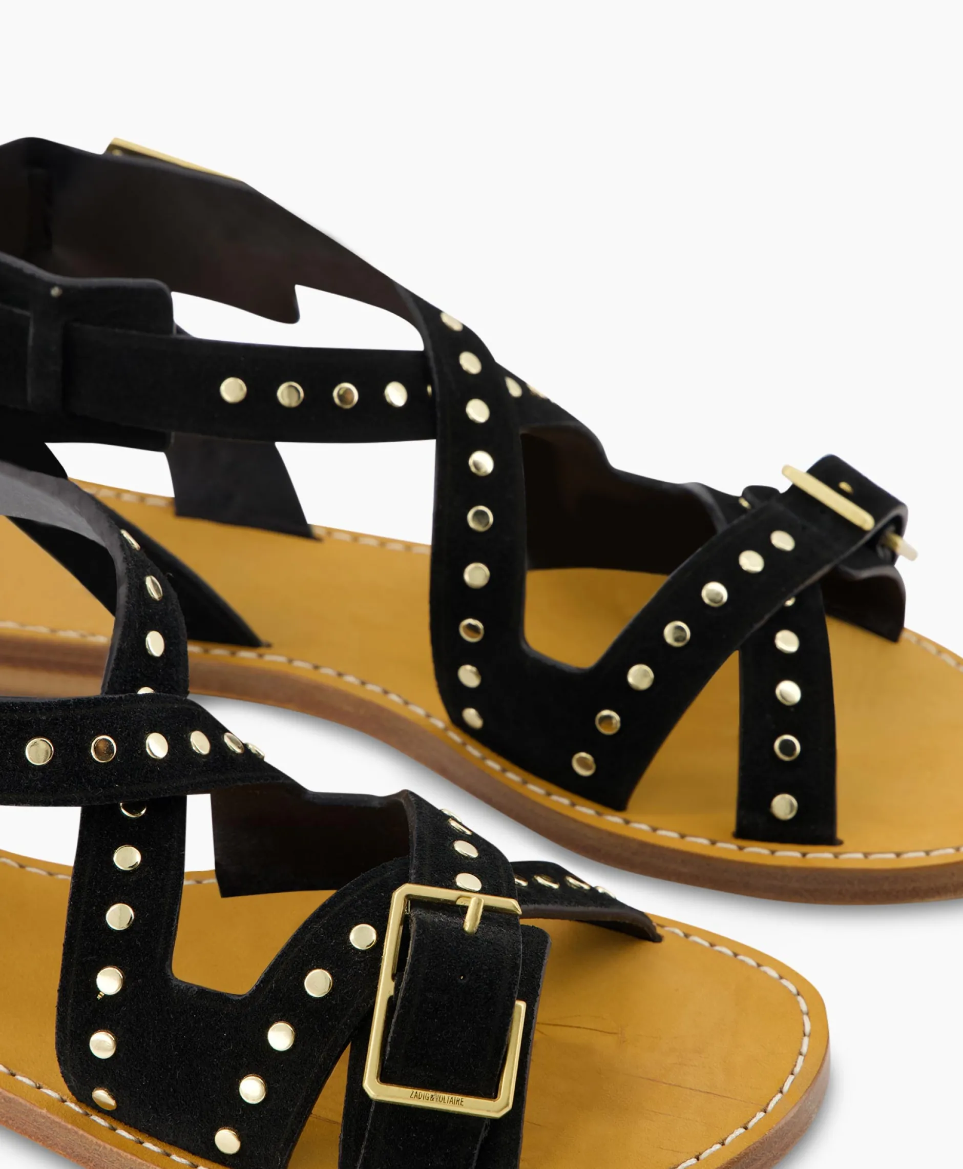 Dames Zadig & Voltaire Sandalen*Zadig & Voltaire Sandaal Zonder Hak Cecilia Caprese Suede + Studs Zwart