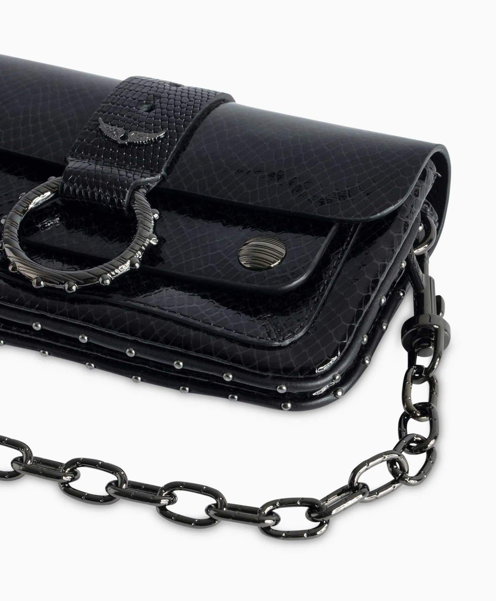 Dames Zadig & Voltaire Tassen*Zadig & Voltaire Schouder / Hand Tas Kate Wallet Glossy Wild Emboss Zwart