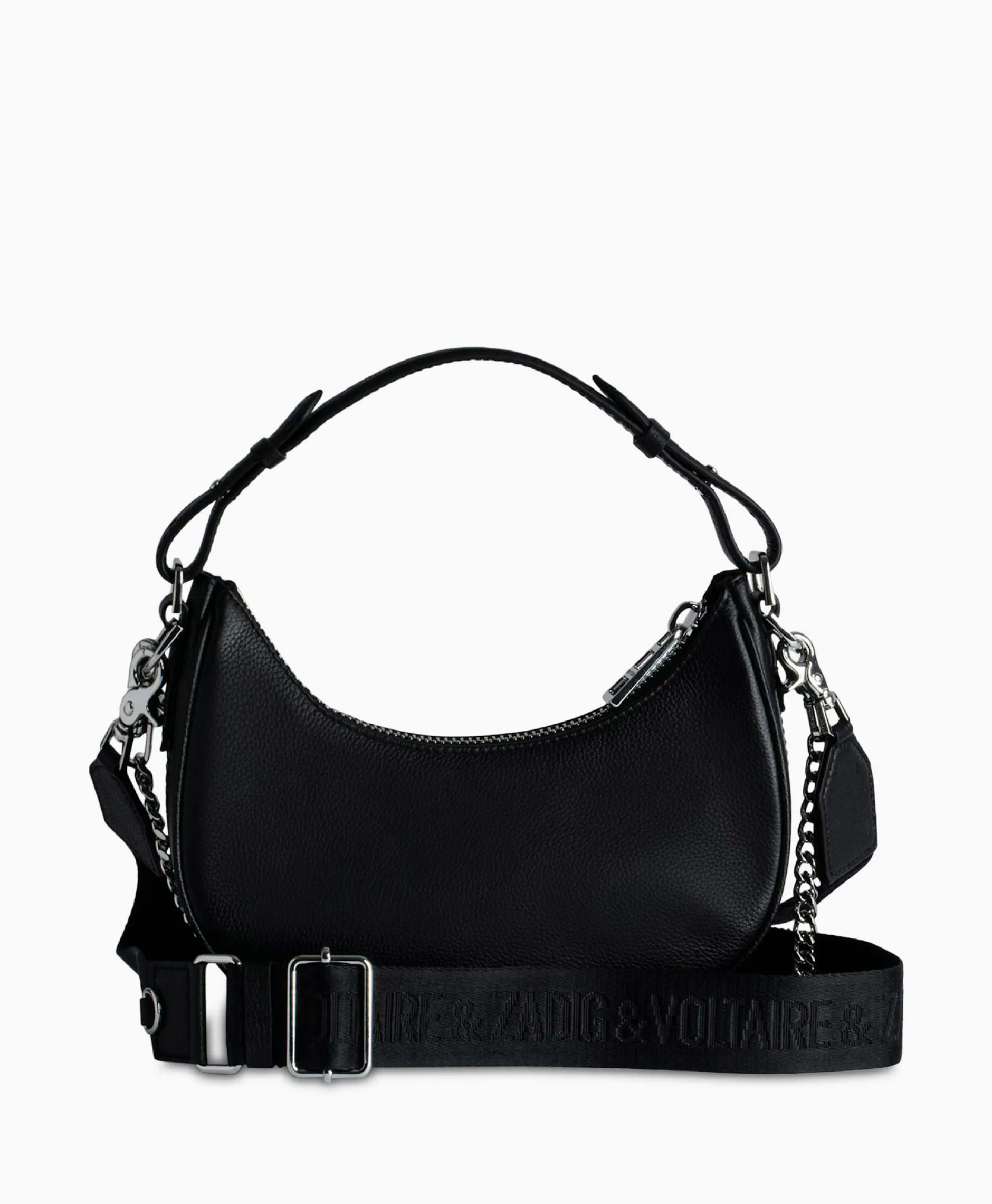 Dames Zadig & Voltaire Tassen*Zadig & Voltaire Schouder / Hand Tas Moonrock Grained Leather Zwart