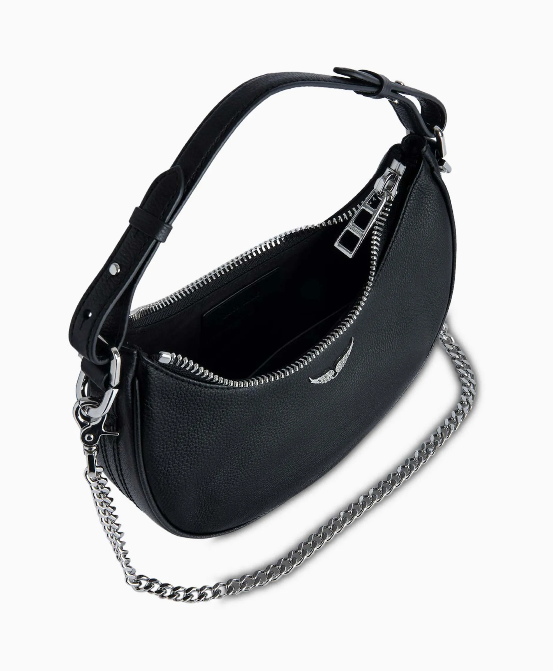 Dames Zadig & Voltaire Tassen*Zadig & Voltaire Schouder / Hand Tas Moonrock Grained Leather Zwart