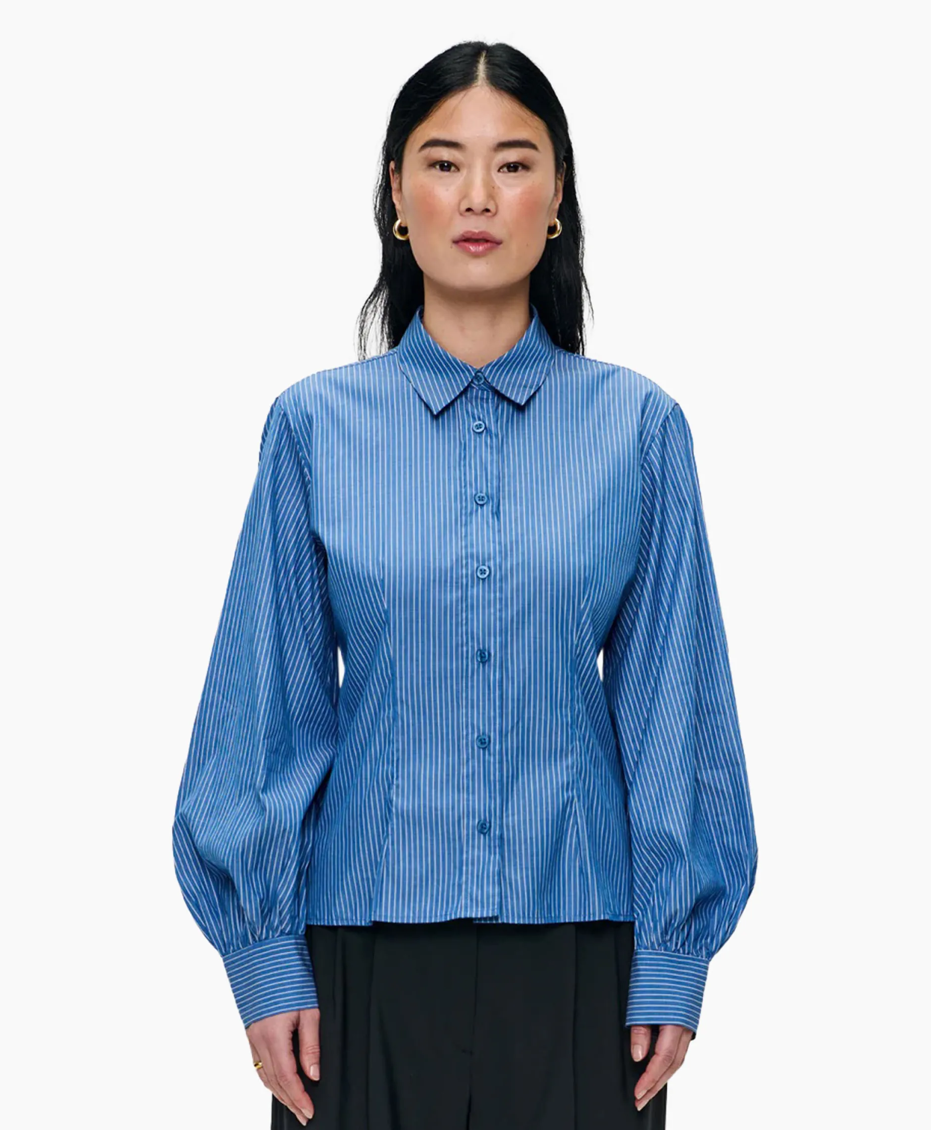 Dames Zenggi Blouses*Blouse Puff Sleeve Blauw