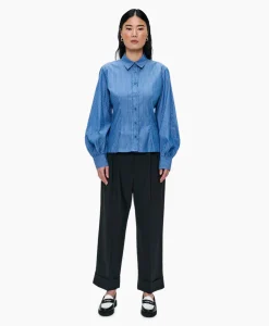 Dames Zenggi Blouses*Blouse Puff Sleeve Blauw