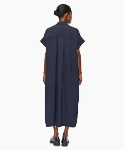 Dames Zenggi Jurken*Maxi Jurk Fluid Shirt Donker Blauw