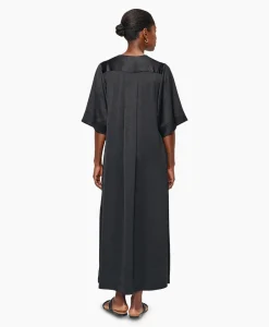 Dames Zenggi Jurken*Maxi Jurk Satin T-Shirt Zwart