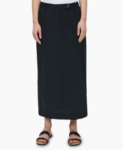 Dames Zenggi Rokken*Midi Rok Tropical Wool Straight Zwart