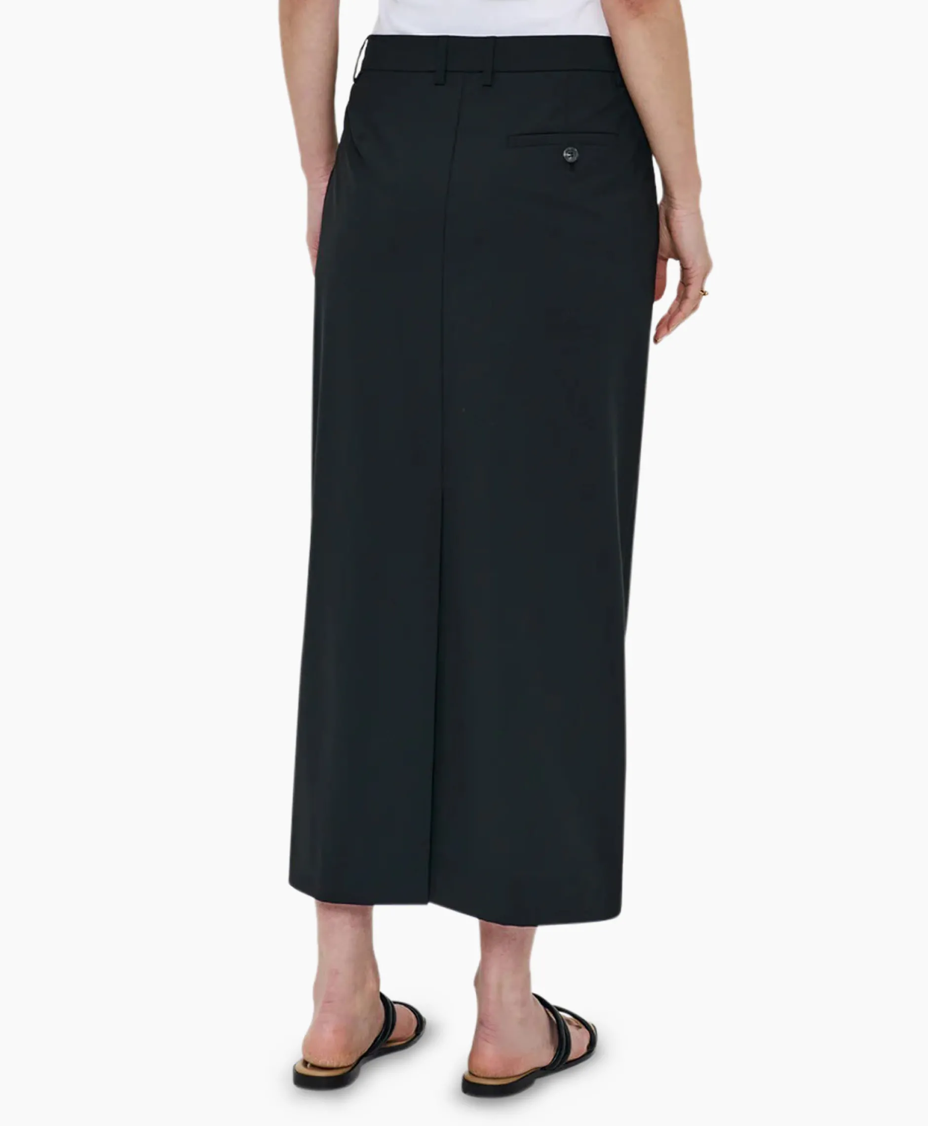 Dames Zenggi Rokken*Midi Rok Tropical Wool Straight Zwart