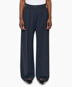 Dames Zenggi Broeken*Pantalon Wide Pleated Donker Blauw