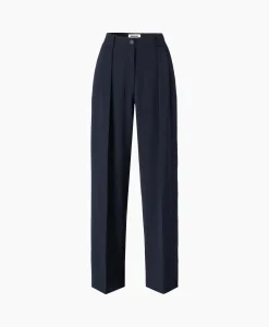 Dames Zenggi Broeken*Pantalon Wide Pleated Donker Blauw