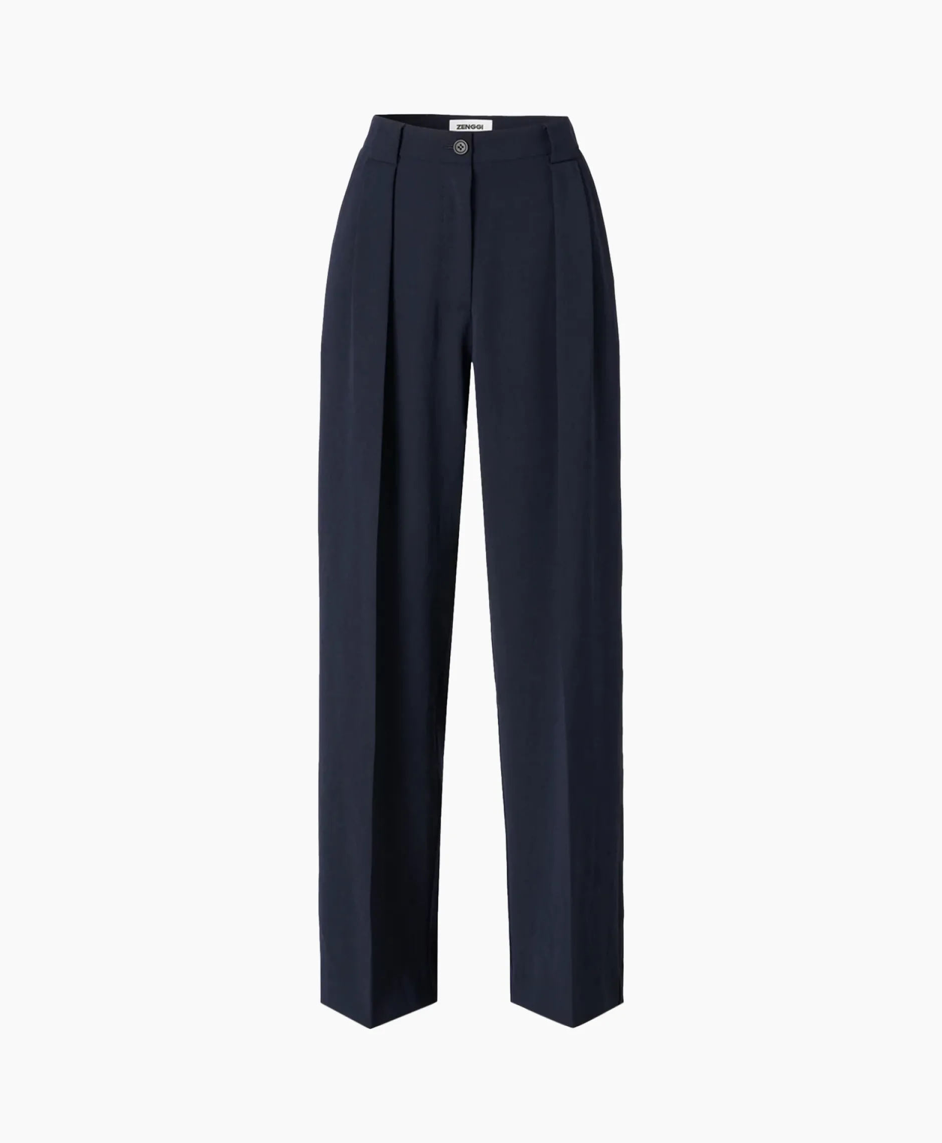 Dames Zenggi Broeken*Pantalon Wide Pleated Donker Blauw