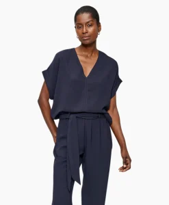 Dames Zenggi T-Shirts & Tops*Top Fluid V-Neck Donker Blauw