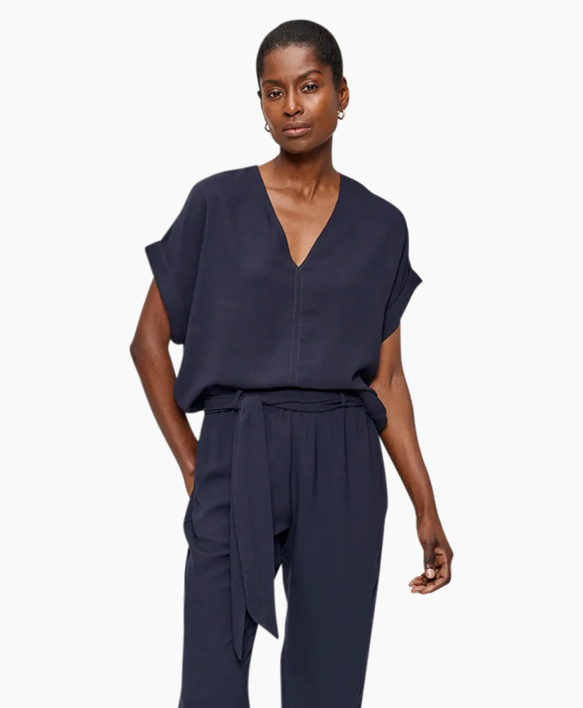 Dames Zenggi T-Shirts & Tops*Top Fluid V-Neck Donker Blauw