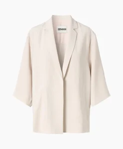 Dames Zenggi Vesten*Vest Japanse Crepe Kimono Off White